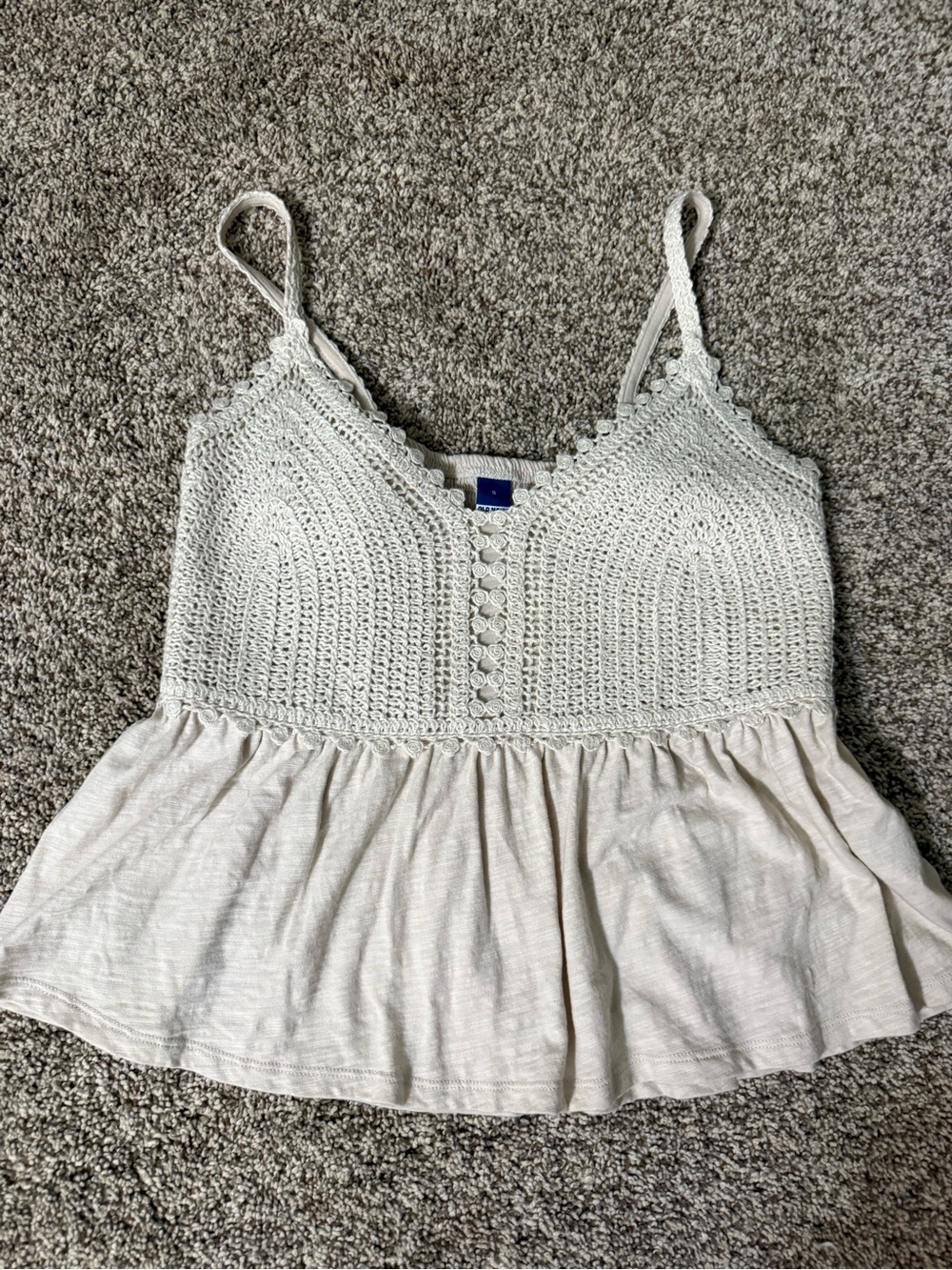 Old Navy Cropped Crochet Tank Top - Cream